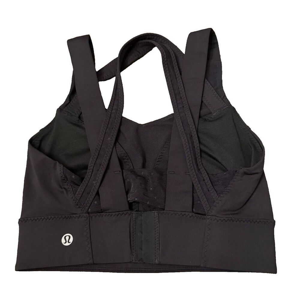 Lululemon Support Sports Bra Size 6 Black Mesh Detail Yoga Gym Running Workout